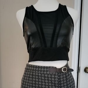 Recycled Faux Vegan Leather Midi Sports Bra
